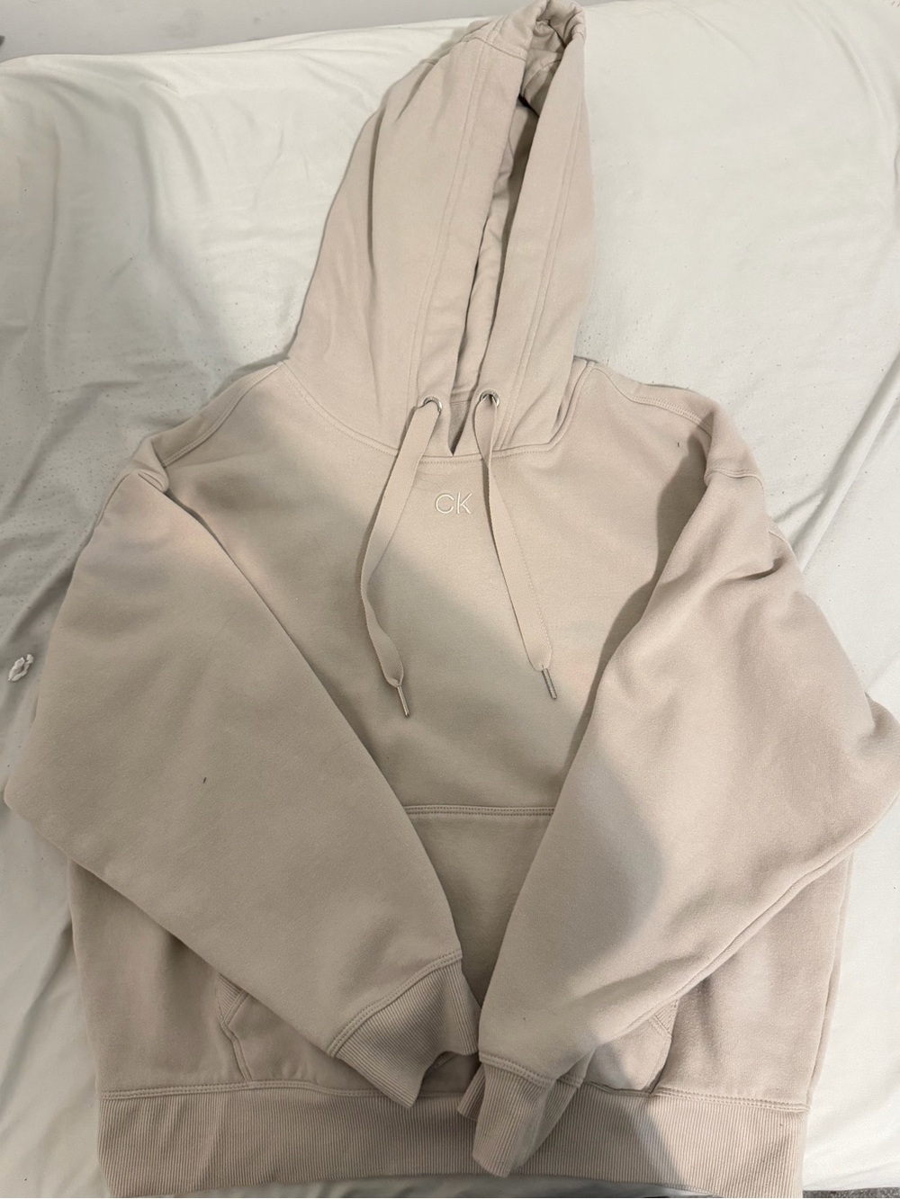 Calvin Klein Light Beige 'CK' Embroidered Hoodie